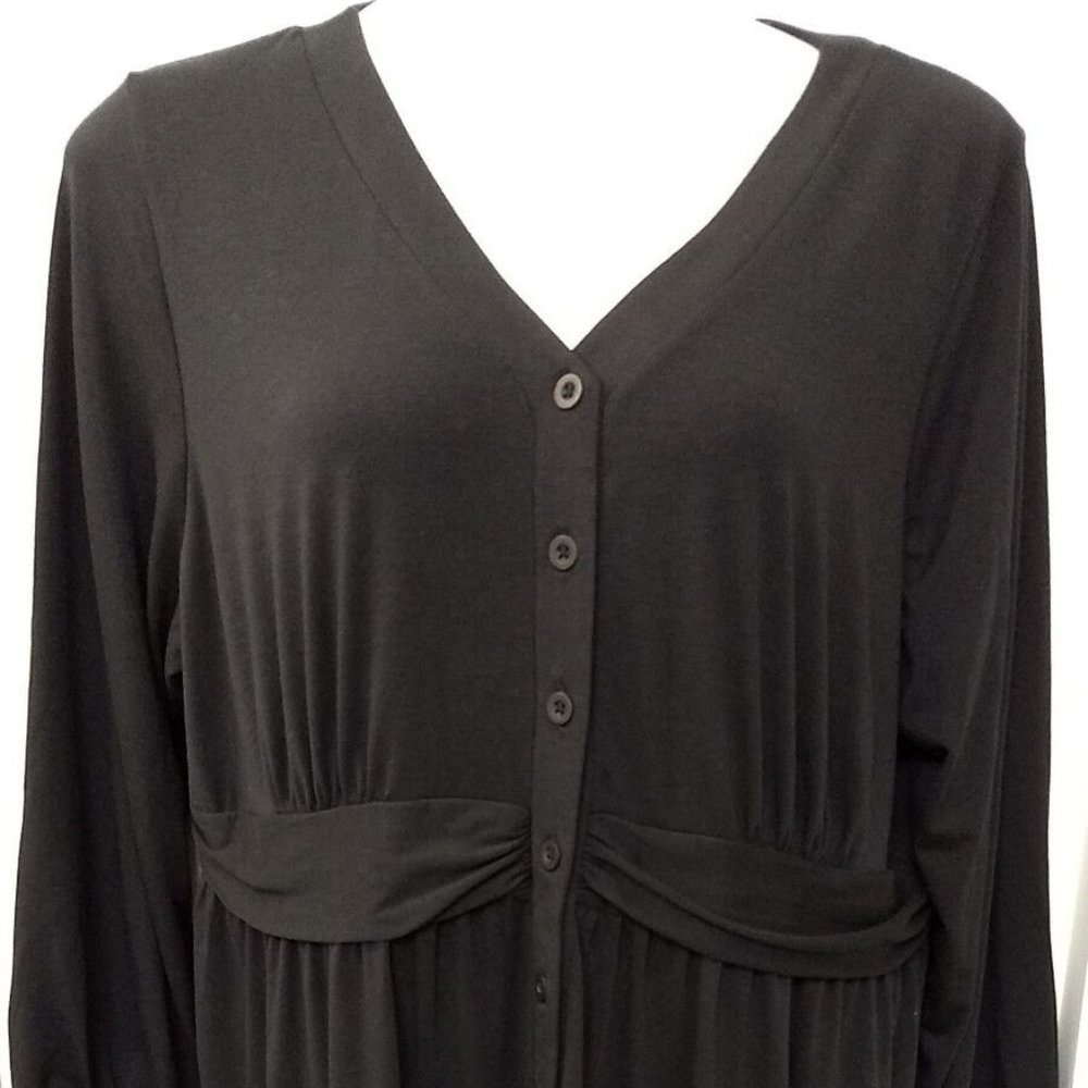 Lane Bryant Black Dress 22/24W Cute Bow Like Waist Front Back LBD Below Knee